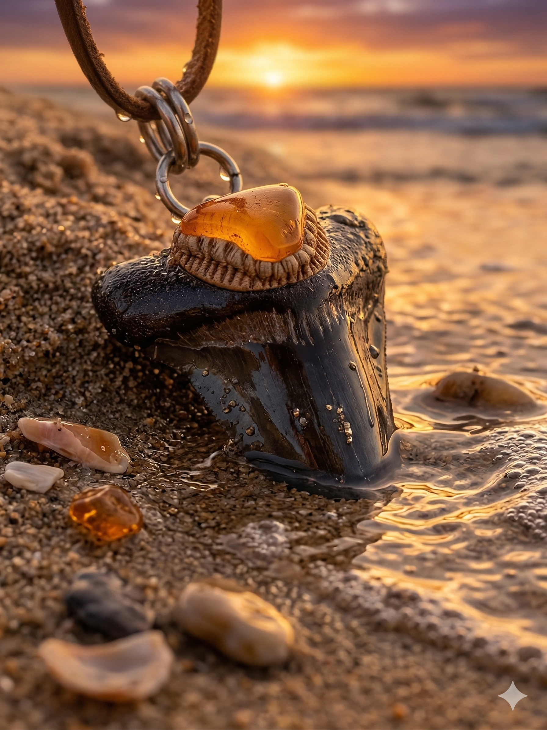 Fossil Tooth + Russian Baltic Amber