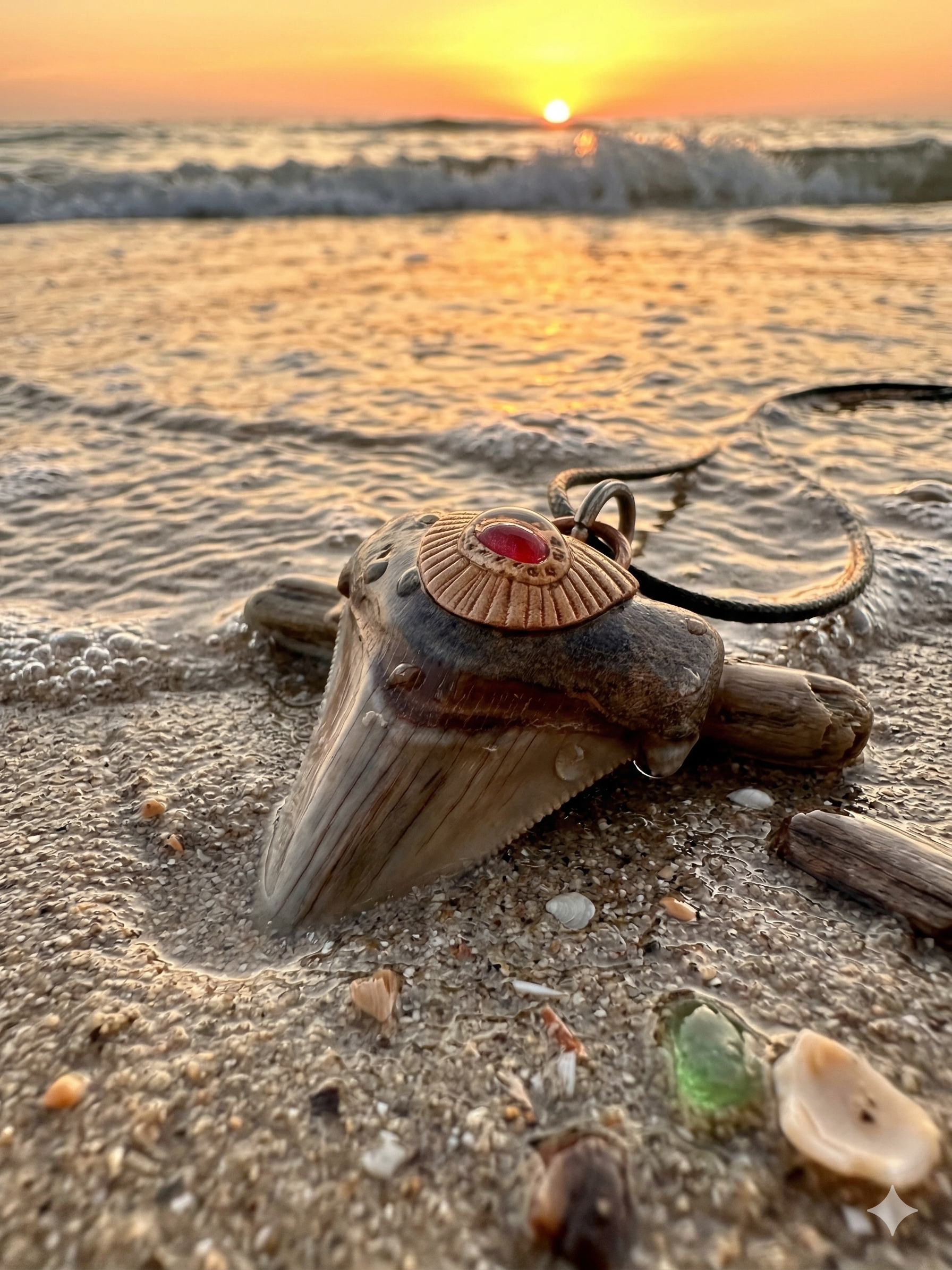 Fossil Tooth +Burma Ruby