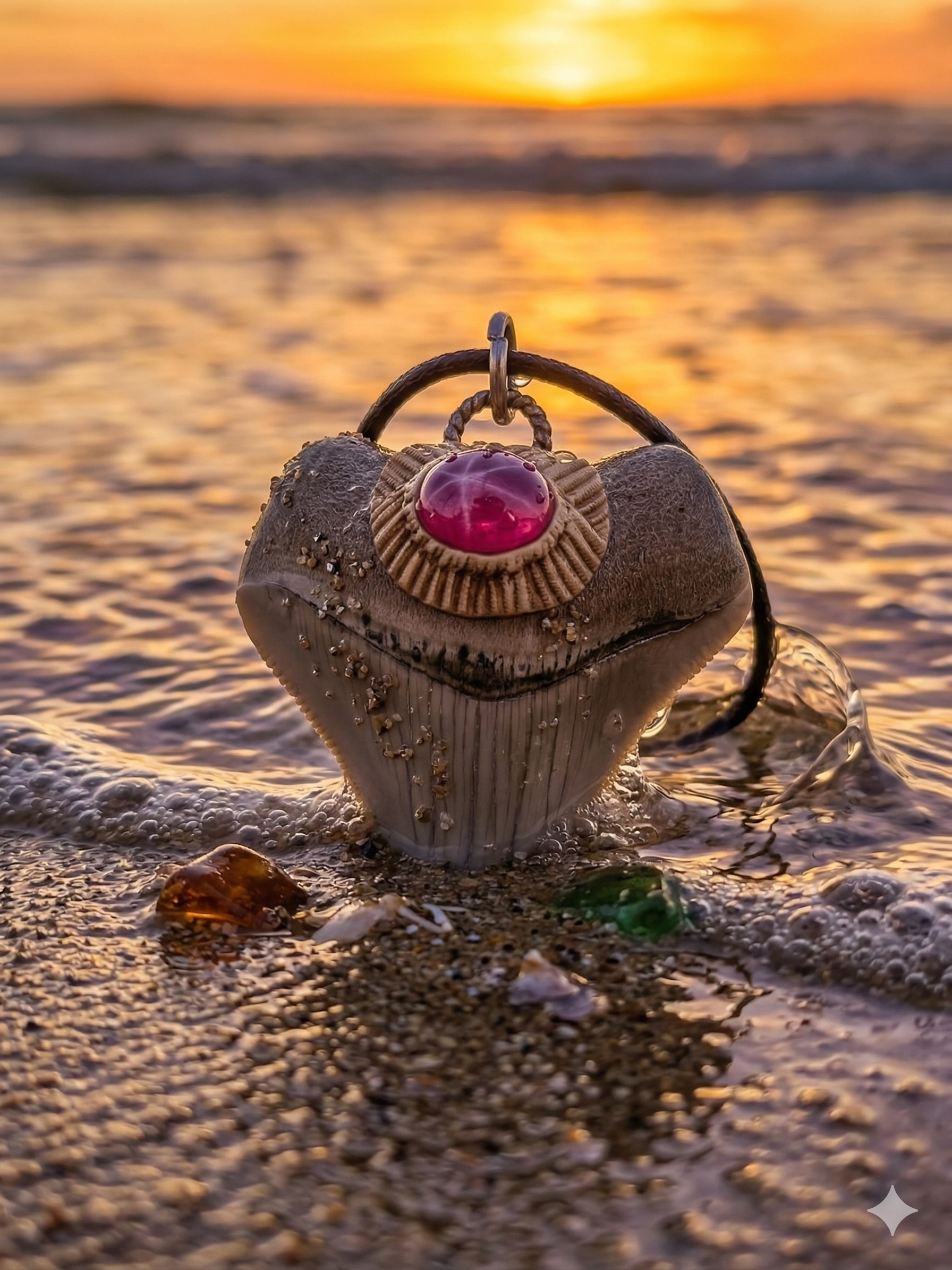 Fossil Tooth + Star Ruby