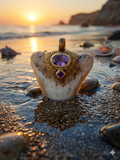 new Caledonian megalodon tooth +Ametrine + Amethyst