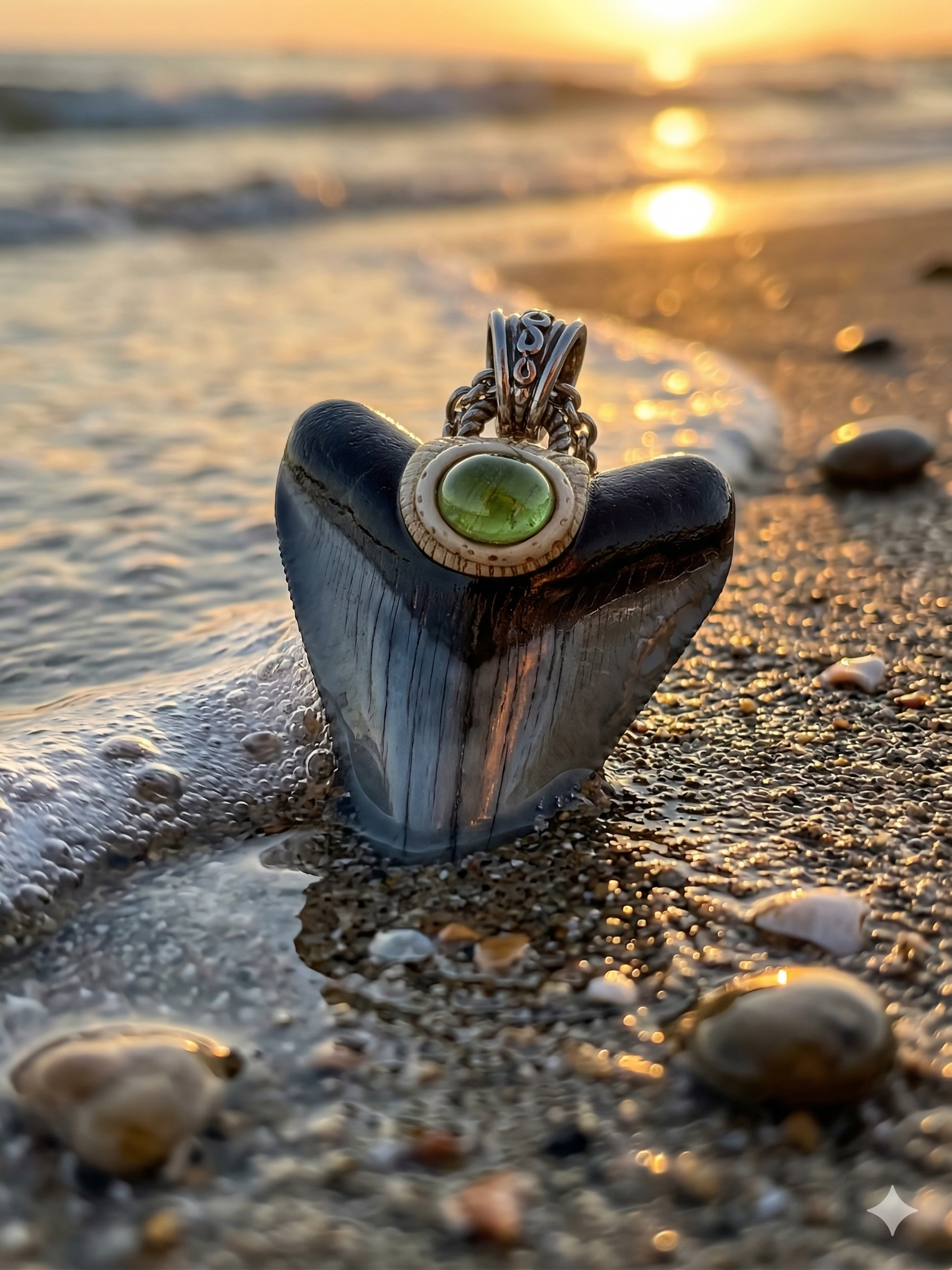 Fossil Tooth + Peridot