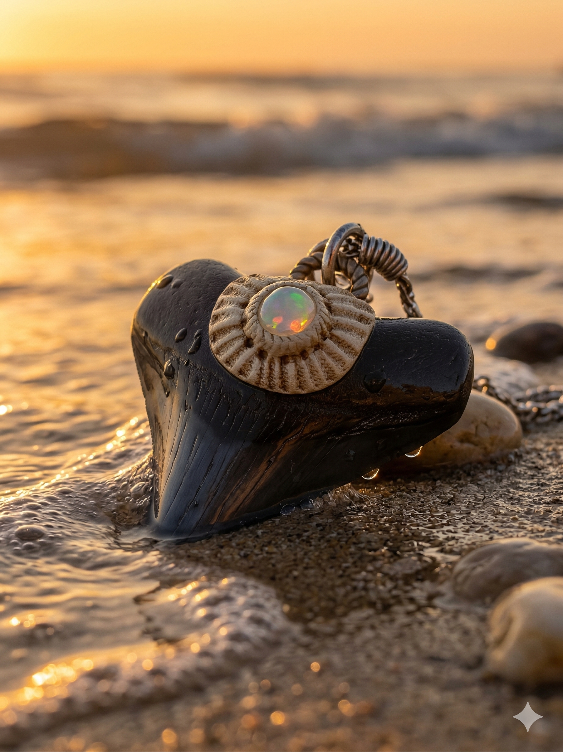 Fossil Tooth + Opal