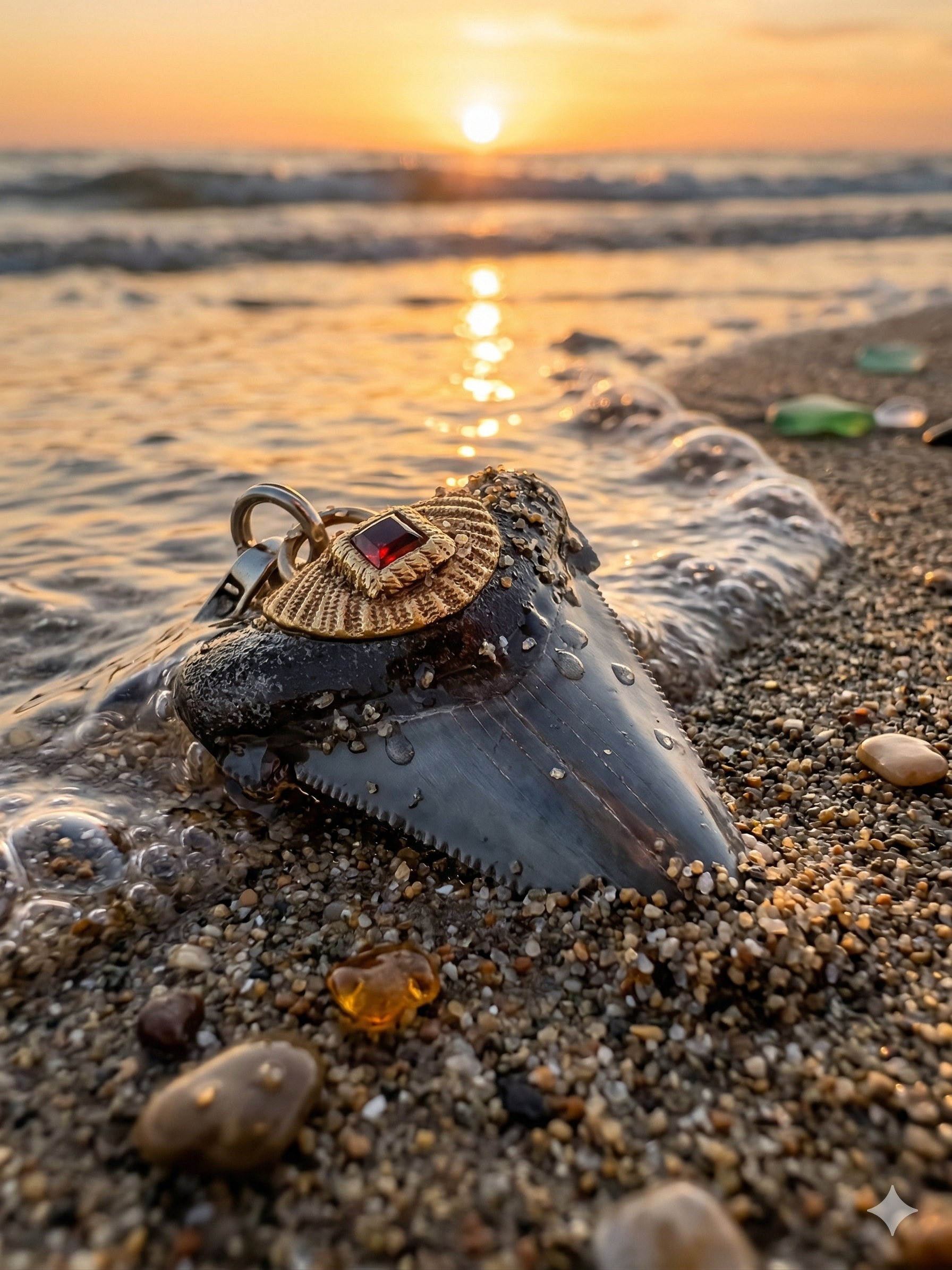 Fossil Tooth + Garnet