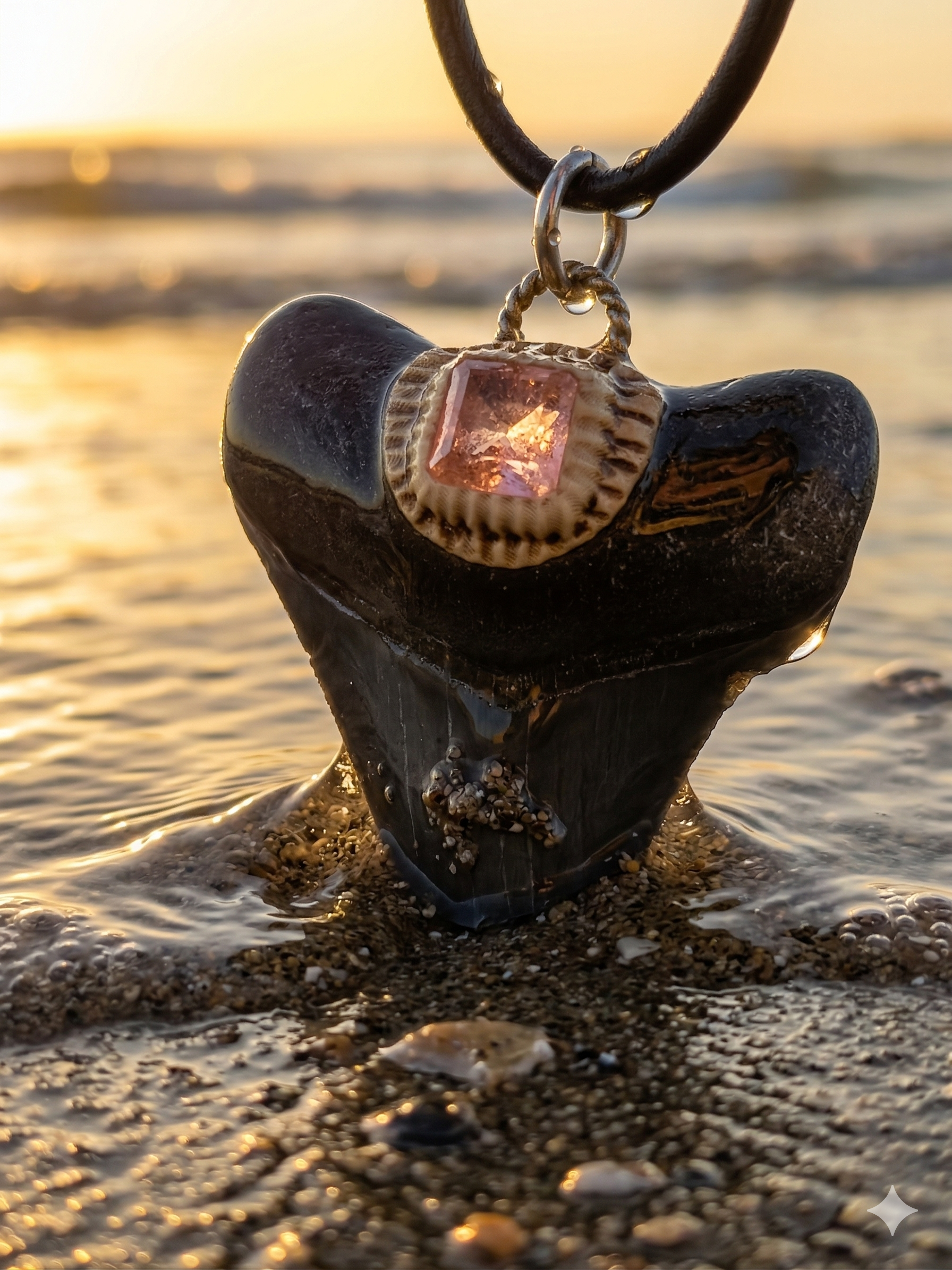 Fossil Tooth + Pink Titan Quarts