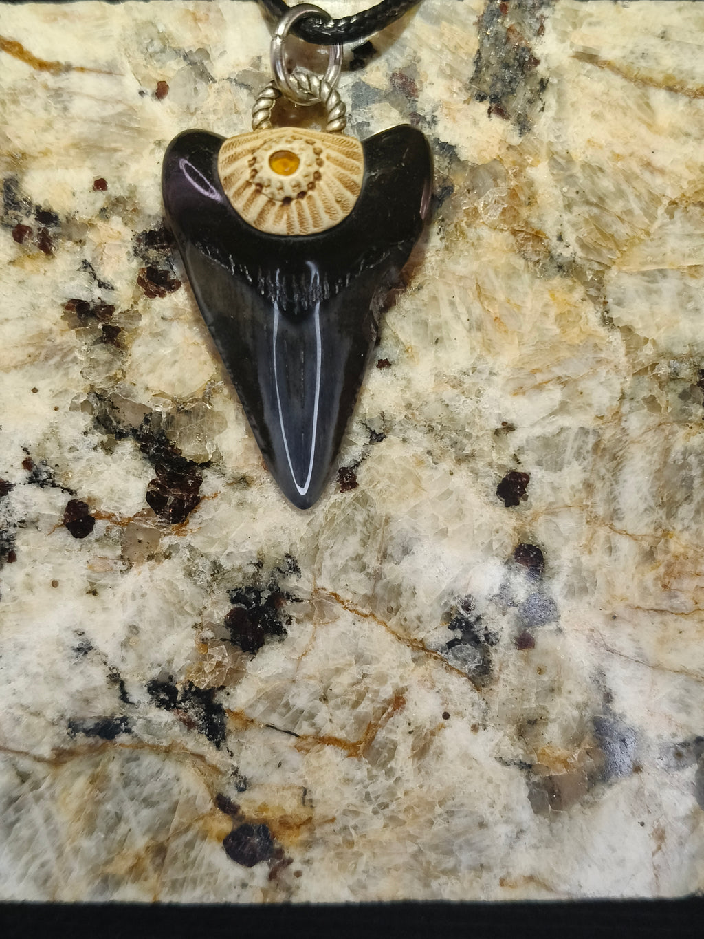 Fossil Tooth + Spessartite