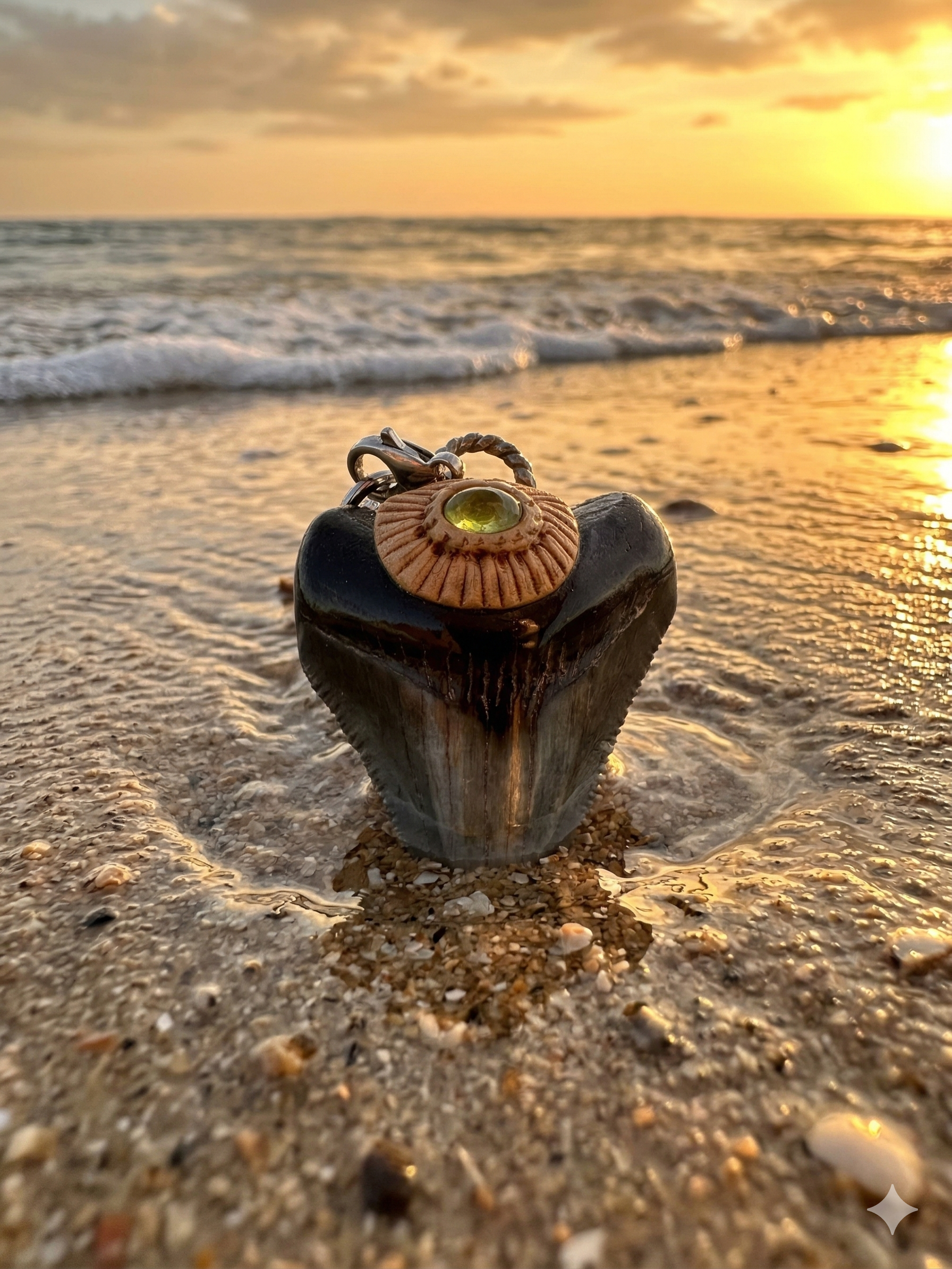 Fossil Tooth + Peridot