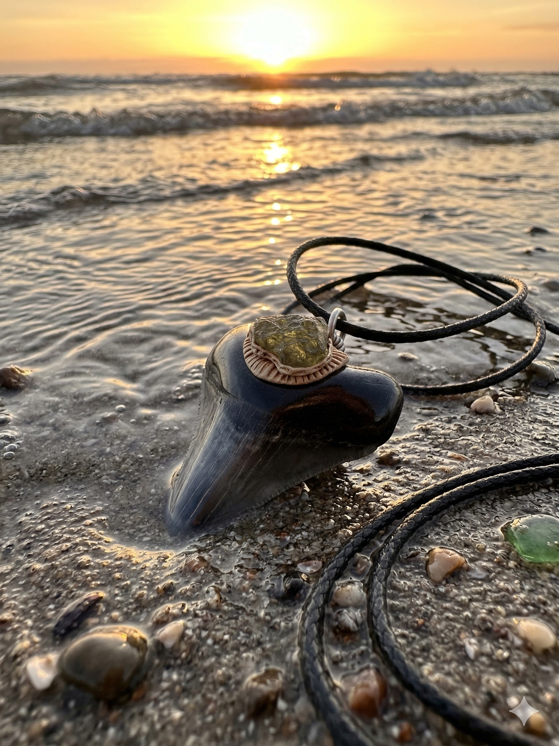 Fossil Tooth + Moldavite