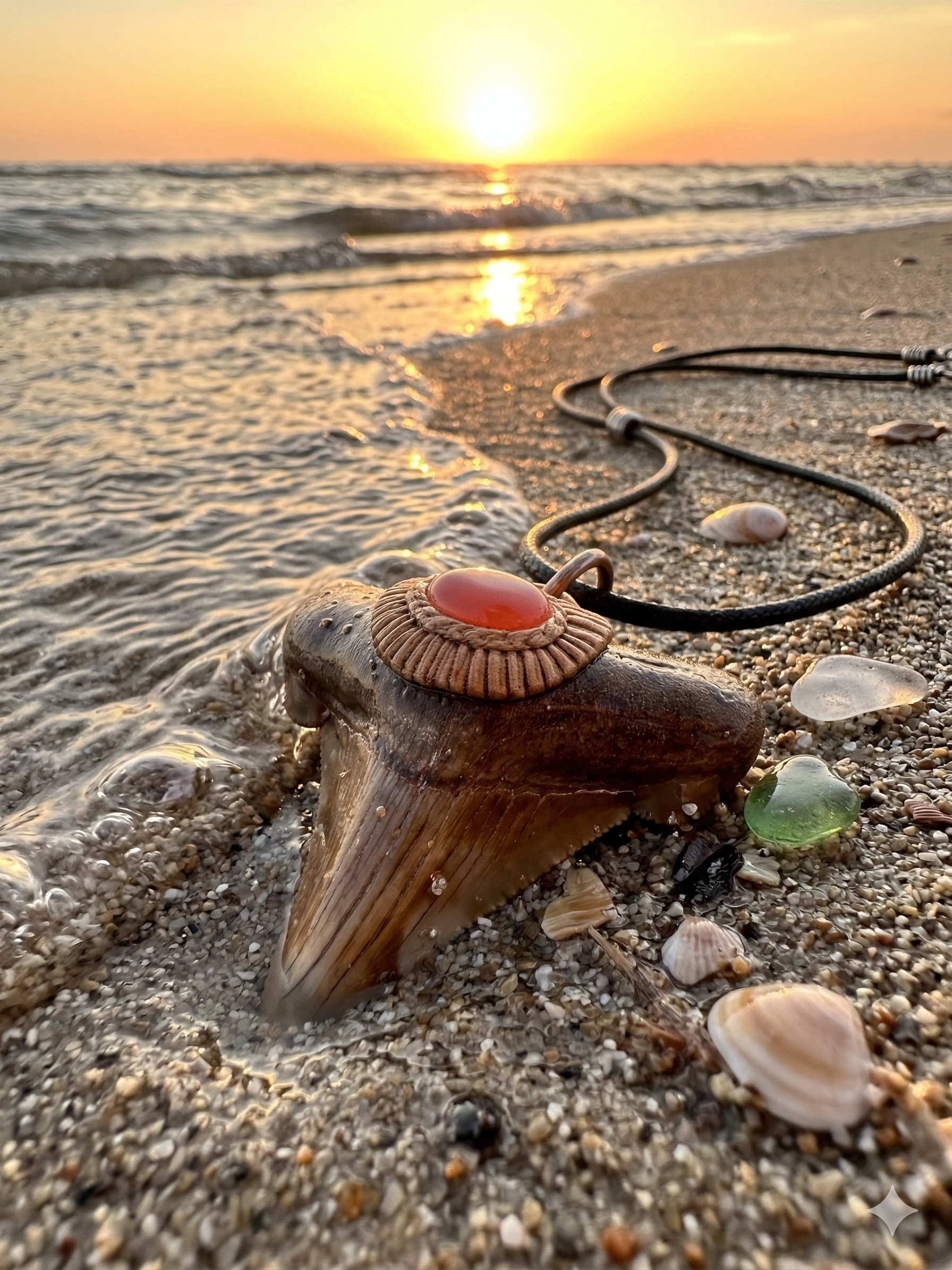 Fossil Tooth +  Pink Opal