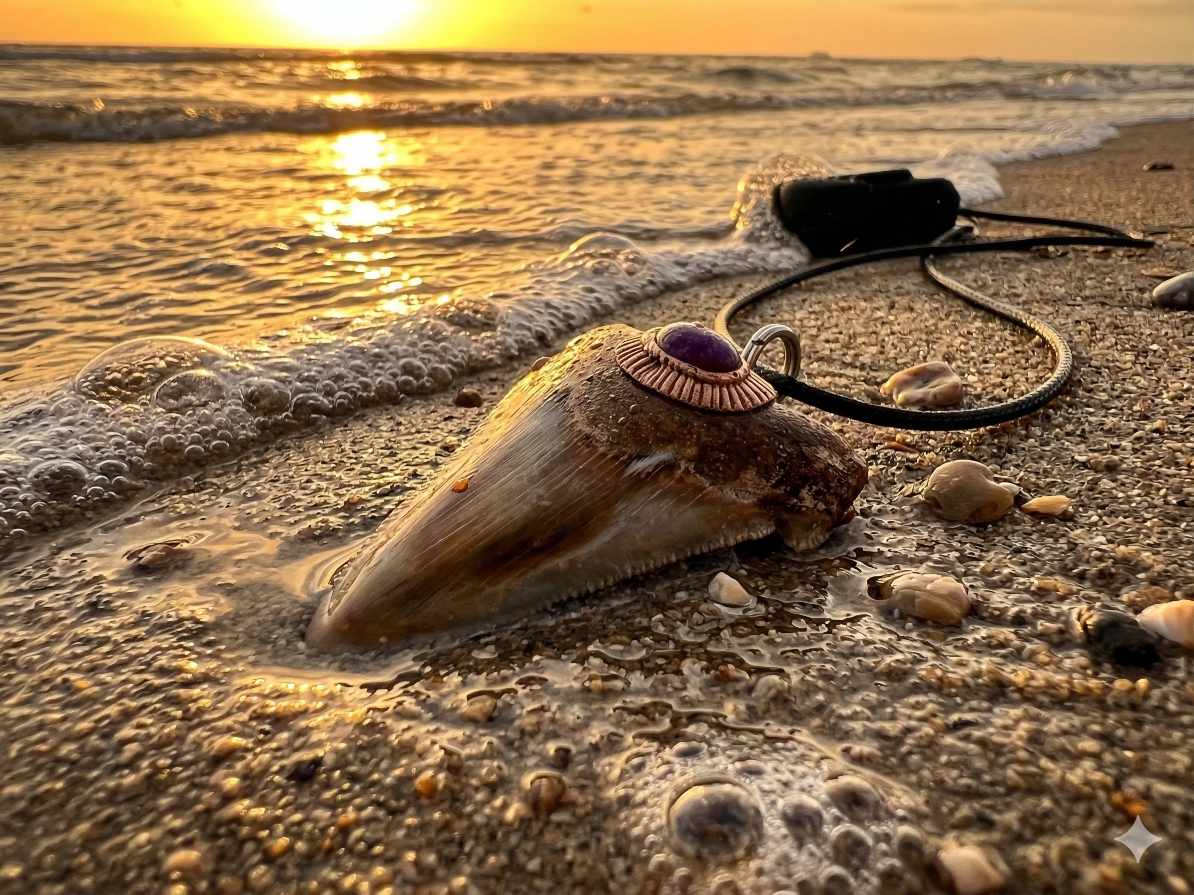 Fossil Tooth +  Sugilite